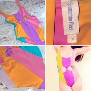 Samantha Pleet $180 Tabernacle One Piece Swimsuit - Rainbow NWOT Womens Small